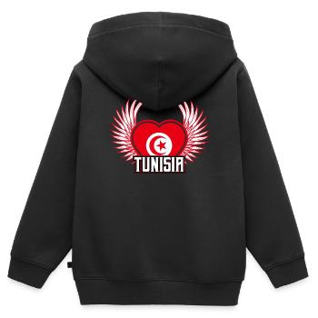 Tunesien - Kinder Premium Organic Zip Hoodie - Schwarz - Hinten - AI Model Kid Male (0cm)
