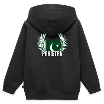 Pakistan - Kinder Premium Organic Zip Hoodie - Schwarz - Hinten - AI Model Kid Male (0cm)