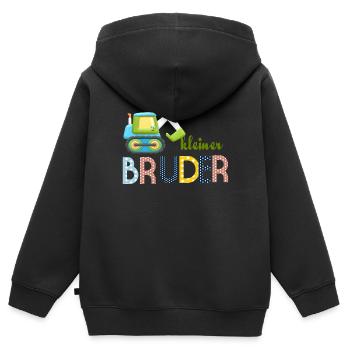 kleiner Bruder Traktor - Kinder Premium Organic Zip Hoodie - Schwarz - Hinten - AI Model Kid Male (0cm)