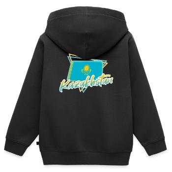 Kazakhstan - Kids Premium Organic Zip-up Hoodie - black - Back - AI Model Kid Male (0cm)