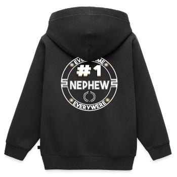 Neveu - Neveu numéro un - Sweat Premium à capuche zippé enfant bio - noir - Dos - AI Model Kid Male (0cm)