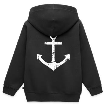 Anker - Kinder Premium Organic Zip Hoodie - Schwarz - Hinten - AI Model Kid Male (0cm)