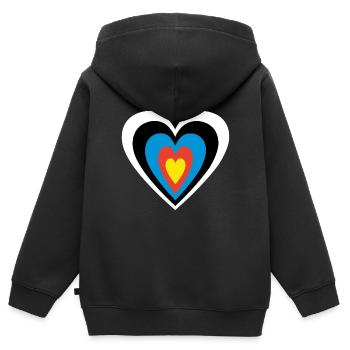 Heart target archery motif - Kids Premium Organic Zip-up Hoodie - black - Back - AI Model Kid Male (0cm)