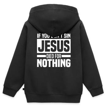 Anti-religion - Sweat Premium à capuche zippé enfant bio - noir - Dos - AI Model Kid Male (0cm)