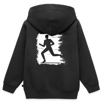 Jogging - Running Running Man Fitness - Sweat Premium à capuche zippé enfant bio - noir - Dos - AI Model Kid Male (0cm)