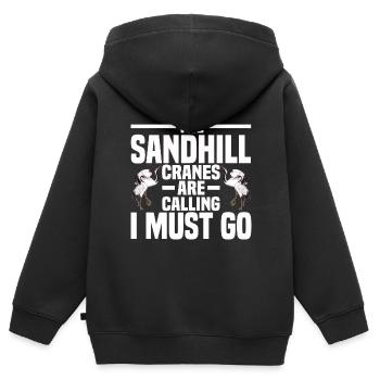 Kanadischer Kranich - Kinder Premium Organic Zip Hoodie - Schwarz - Hinten - AI Model Kid Male (0cm)