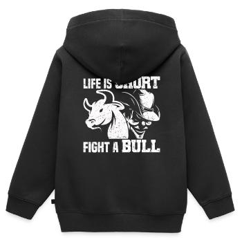 Rodeo - Kinder Premium Organic Zip Hoodie - Schwarz - Hinten - AI Model Kid Male (0cm)