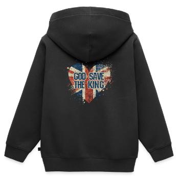 Couronnement du roi britannique Charles Angleterre Drapeau - Sweat Premium à capuche zippé enfant bio - noir - Dos - AI Model Kid Male (0cm)