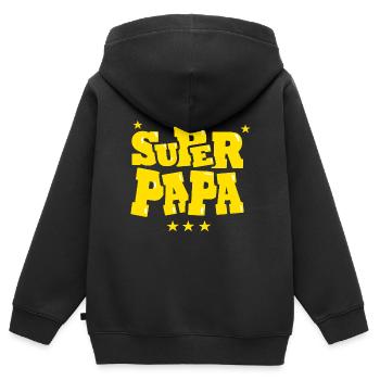 Superdad Super Dad Gestickter Schriftzug - Kinder Premium Organic Zip Hoodie - Schwarz - Hinten - AI Model Kid Male (0cm)