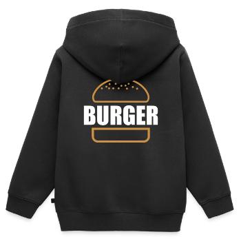 Hamburger hamburger restauration rapide - Sweat Premium à capuche zippé enfant bio - noir - Dos - AI Model Kid Male (0cm)