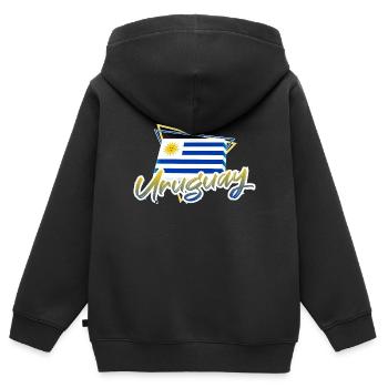 Uruguay - Sweat Premium à capuche zippé enfant bio - noir - Dos - AI Model Kid Male (0cm)