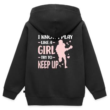 Lacrosse Spieler - Kinder Premium Organic Zip Hoodie - Schwarz - Hinten - AI Model Kid Male (0cm)