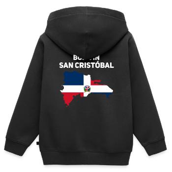 Dominikanische Republik - Kinder Premium Organic Zip Hoodie - Schwarz - Hinten - AI Model Kid Male (0cm)