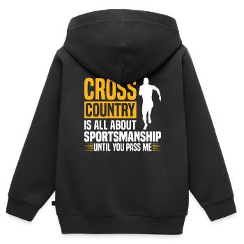 Crosslauf | Cross Country Läufer Berglauf Geschenk - Kinder Premium Organic Zip Hoodie - Schwarz - Hinten - AI Model Kid Male (0cm)