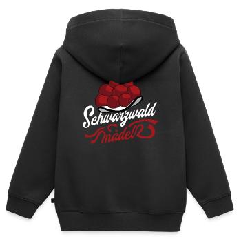 Schwarzwaldmädel Bollenhut Motiv - Kinder Premium Organic Zip Hoodie - Schwarz - Hinten - AI Model Kid Male (0cm)