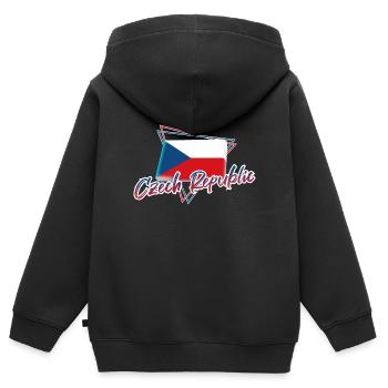 République tchèque - Sweat Premium à capuche zippé enfant bio - noir - Dos - AI Model Kid Male (0cm)