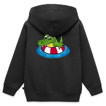 Rocco das Kroko - Kinder Premium Organic Zip Hoodie - Schwarz - Hinten - AI Model Kid Male (0cm)