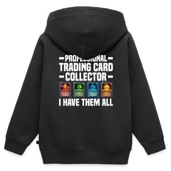 Trading Cards - Kinder Premium Organic Zip Hoodie - Schwarz - Hinten - AI Model Kid Male (0cm)