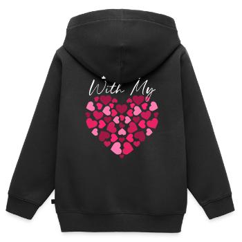 Braille Heart Visual Impairment Blind - Kids Premium Organic Zip-up Hoodie - black - Back - AI Model Kid Male (0cm)