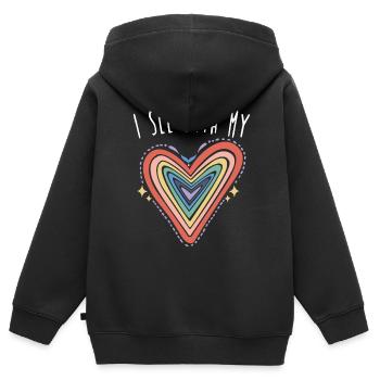Braille Heart Visual Impairment Blind - Kids Premium Organic Zip-up Hoodie - black - Back - AI Model Kid Male (0cm)