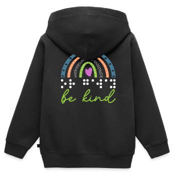 Be Nice Braille Visual Impairment Braille - Kids Premium Organic Zip-up Hoodie - black - Back - AI Model Kid Male (0cm)