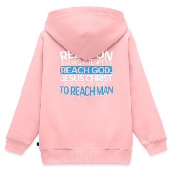 Jesus Christus Gläubiger Christ - Kinder Premium Organic Zip Hoodie - Rosa - Hinten - AI Model Kid Female (0cm)