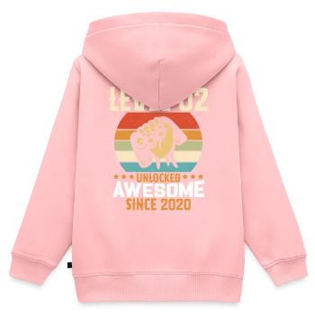 Level 02 Jahr unlocked Gaming Geburtstagsgeschenk - Kinder Premium Organic Zip Hoodie - Rosa - Hinten - AI Model Kid Female (0cm)
