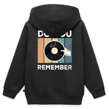 Lecteur de disques rétro vintage vinyle - Sweat Premium à capuche zippé enfant bio - noir - Dos - AI Model Kid Male (0cm)