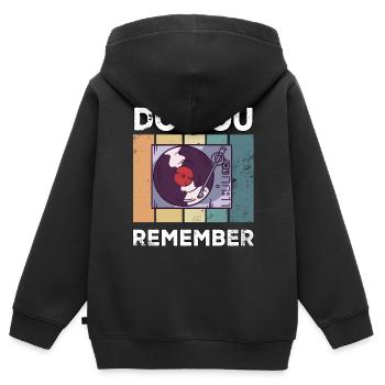 Lecteur de disques rétro vintage vinyle - Sweat Premium à capuche zippé enfant bio - noir - Dos - AI Model Kid Male (0cm)