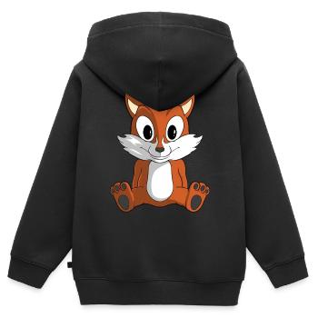 Süßer Cartoon Fuch - Kinder Premium Organic Zip Hoodie - Schwarz - Hinten - AI Model Kid Male (0cm)