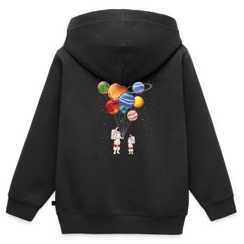 Planète Vaisseau spatial volant Spaceman Galaxy - Sweat Premium à capuche zippé enfant bio - noir - Dos - AI Model Kid Male (0cm)
