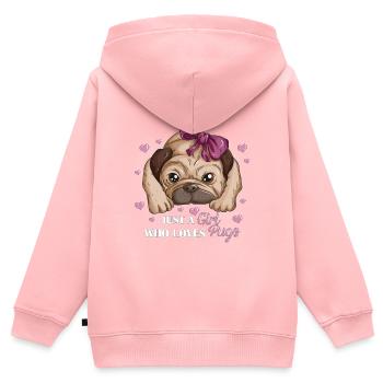 Just a Girl who loves Pugs Hunderasse Mops Herz - Kinder Premium Organic Zip Hoodie - Rosa - Hinten - AI Model Kid Female (0cm)
