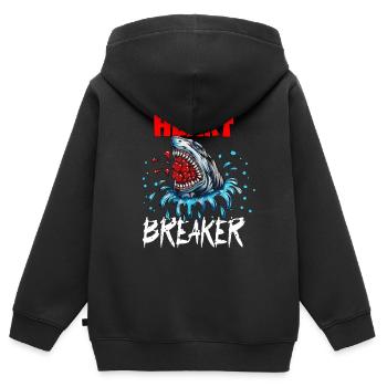 Hai Fisch Valentinstag Herzensbrecher Herz Brecher - Kinder Premium Organic Zip Hoodie - Schwarz - Hinten - AI Model Kid Male (0cm)