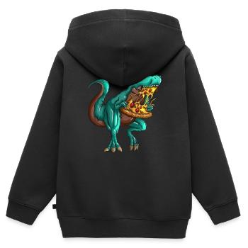 Pizza T-Rex Fastfood Fan Dinosaurier Liebhaber - Kinder Premium Organic Zip Hoodie - Schwarz - Hinten - AI Model Kid Male (0cm)