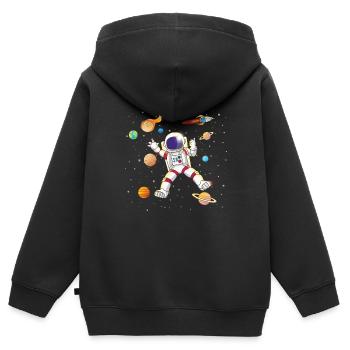 Planète Vaisseau spatial volant Spaceman Galaxy - Sweat Premium à capuche zippé enfant bio - noir - Dos - AI Model Kid Male (0cm)