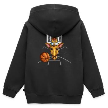 Kids Giraffen Fan Basketball Spiel Basketballkorb - Kinder Premium Organic Zip Hoodie - Schwarz - Hinten - AI Model Kid Male (0cm)
