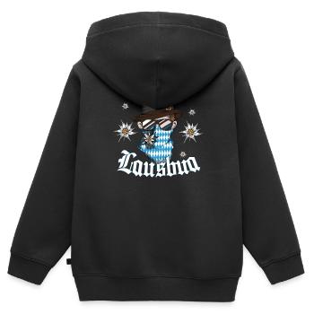 Trachten Bayern Süddeutschland Dirndl Lausbua - Kinder Premium Organic Zip Hoodie - Schwarz - Hinten - AI Model Kid Male (0cm)