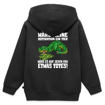 Motivation lustlos Witziges T-Rex Dino Outfit - Kinder Premium Organic Zip Hoodie - Schwarz - Hinten - AI Model Kid Male (0cm)
