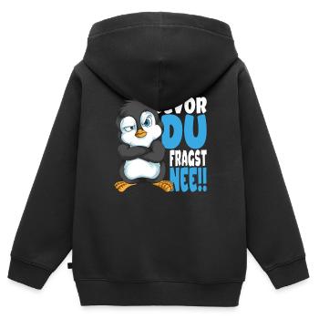 Bevor du fragst nee mir egal Pinguine - Kinder Premium Organic Zip Hoodie - Schwarz - Hinten - AI Model Kid Male (0cm)