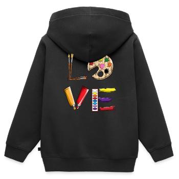 Zeichnen Kunstliebhaber Tuschkasten Pinsel Love - Kinder Premium Organic Zip Hoodie - Schwarz - Hinten - AI Model Kid Male (0cm)
