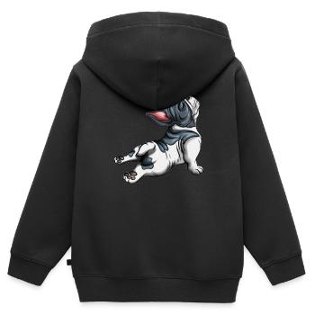 Schlafen Strecken Hund Süßes Hundeoutfit Mopswelpe - Kinder Premium Organic Zip Hoodie - Schwarz - Hinten - AI Model Kid Male (0cm)