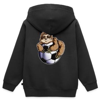 Fußball Faultier Fußballplatz Strafraum Fun Shirt - Kinder Premium Organic Zip Hoodie - Schwarz - Hinten - AI Model Kid Male (0cm)