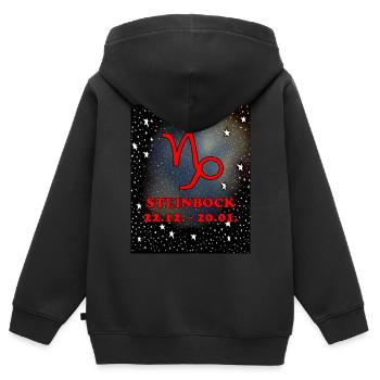 Steinbock Sternzeichen im Himmel - Kinder Premium Organic Zip Hoodie - Schwarz - Hinten - AI Model Kid Male (0cm)