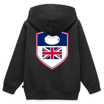UK Flag Curling Team Wintersport Vereinigtes Königreich - Kinder Premium Organic Zip Hoodie - Schwarz - Hinten - AI Model Kid Male (0cm)