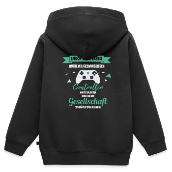 Gaming Gamer Zocker Spruch | lustiges Geschenk - Kinder Premium Organic Zip Hoodie - Schwarz - Hinten - AI Model Kid Male (0cm)