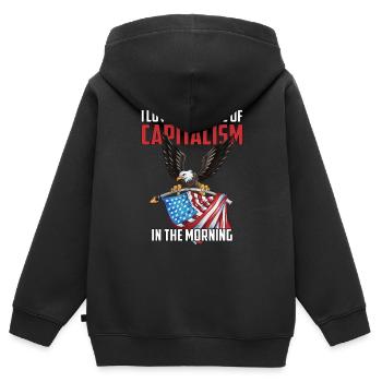 USA Flagge Adler Kapital Geld Vermögfen Wertpapier - Kinder Premium Organic Zip Hoodie - Schwarz - Hinten - AI Model Kid Male (0cm)
