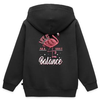 Pink Flamingo Costume Bird Life all about Balance - Kids Premium Organic Zip-up Hoodie - black - Back - AI Model Kid Male (0cm)