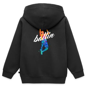 Ballin Basketball Spieler Basketballer Trikot - Kinder Premium Organic Zip Hoodie - Schwarz - Hinten - AI Model Kid Male (0cm)