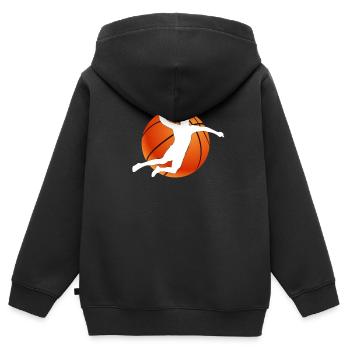 Joueur de basket-ball Streetball Basketball Sports - Sweat Premium à capuche zippé enfant bio - noir - Dos - AI Model Kid Male (0cm)