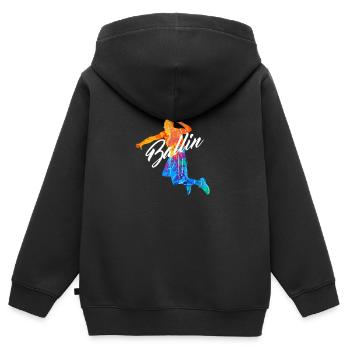 Ballin Basketteur Joueur de basket-ball Streetball - Sweat Premium à capuche zippé enfant bio - noir - Dos - AI Model Kid Male (0cm)